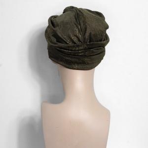 Turban Chimio Fêtes - Modèle Ella "Kaki Poussière d'Or" - Doublure Bambou