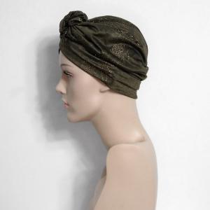 Turban Chimio Fêtes - Modèle Ella "Kaki Poussière d'Or" - Doublure Bambou