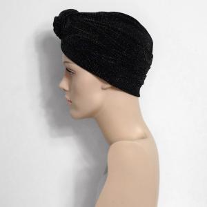 Turban Chimio Fêtes - Modèle Ella "Sur son 31" - Noir Pailleté & Bambou